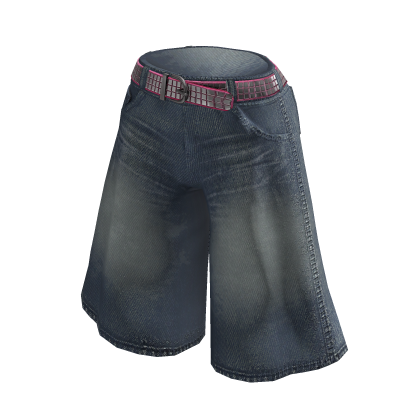 Y2K Jorts w Pink Studded Belt
