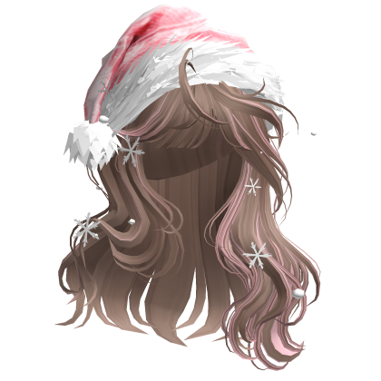 Christmas Hair w/Santa Hat (Milktea&Pink)