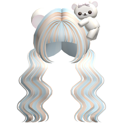 Flowy Wavy Blonde And Blue Long Pigtails With Bear
