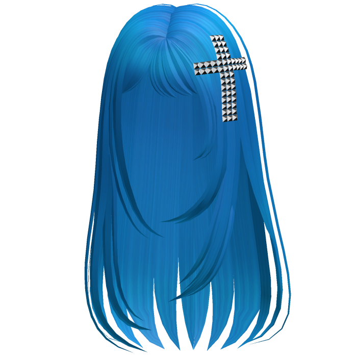 Delicate Straight Hair w Cross Blue