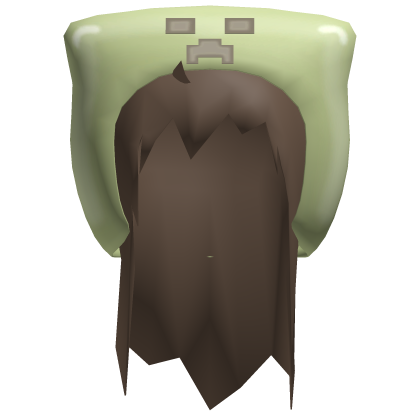 ♡ cute brown low poly spikey hair with green hood  Roblox item