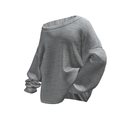 Posed Off-Shoulder Oversized Sweater (Gray)