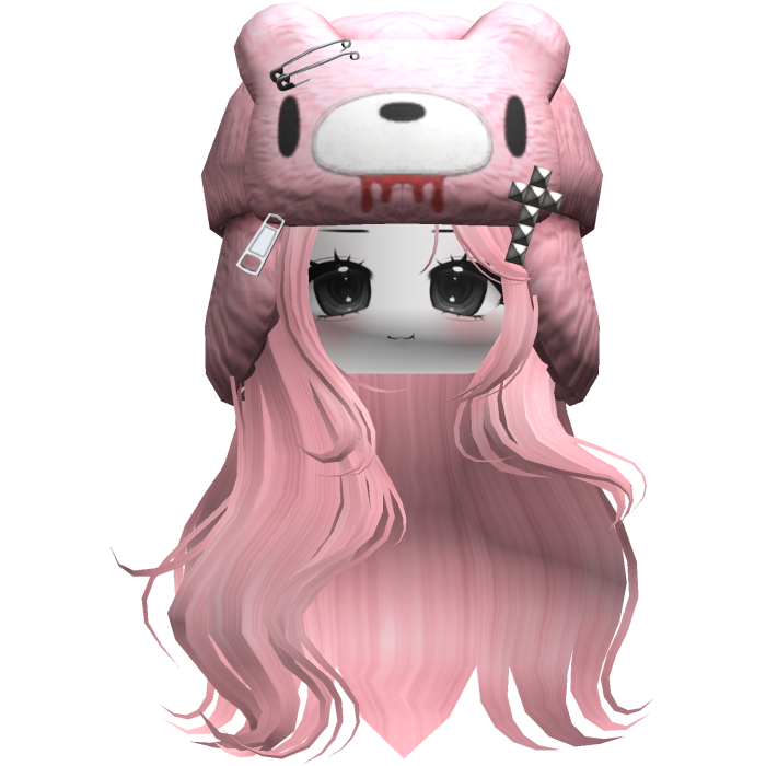 Fuzzy Bear Ushanka Flowy Long Hair (Pink)