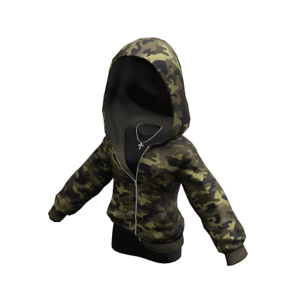 Y2K Outfit Set Camo Hoodie Skirt Cozy Overfit Top thumbnail