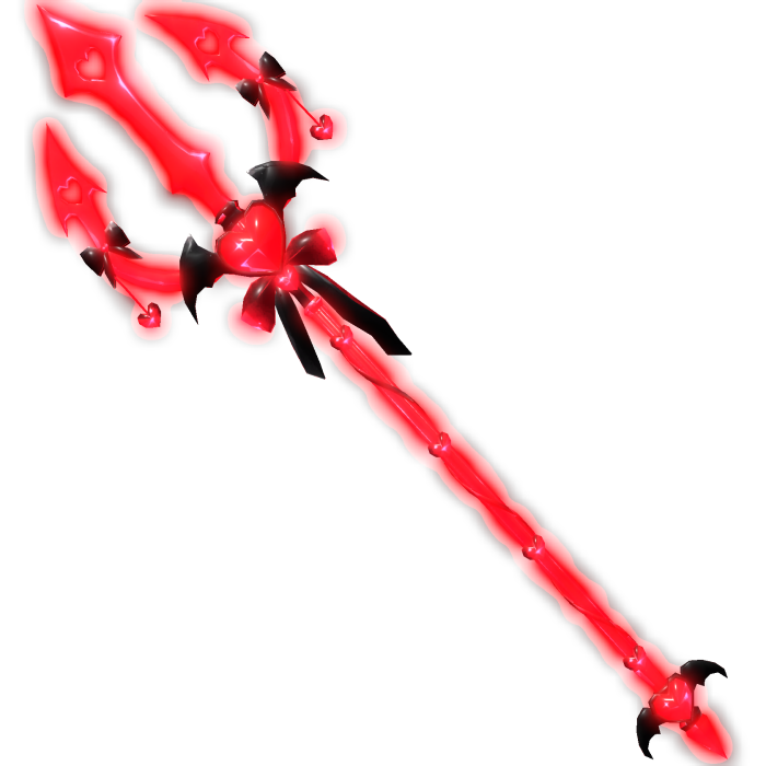 (Emissive) Bat Devil Imp Heart Trident - Red Black