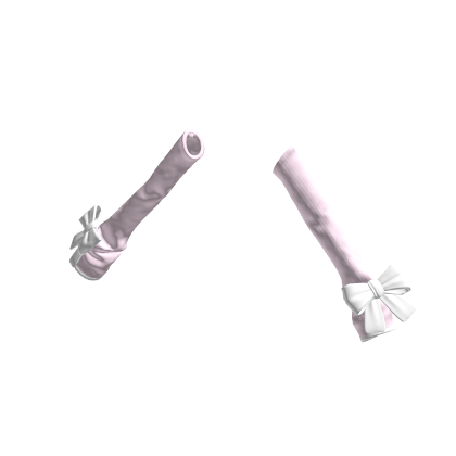 ♡ White & Light Pink Bow Arm Warmers thumbnail