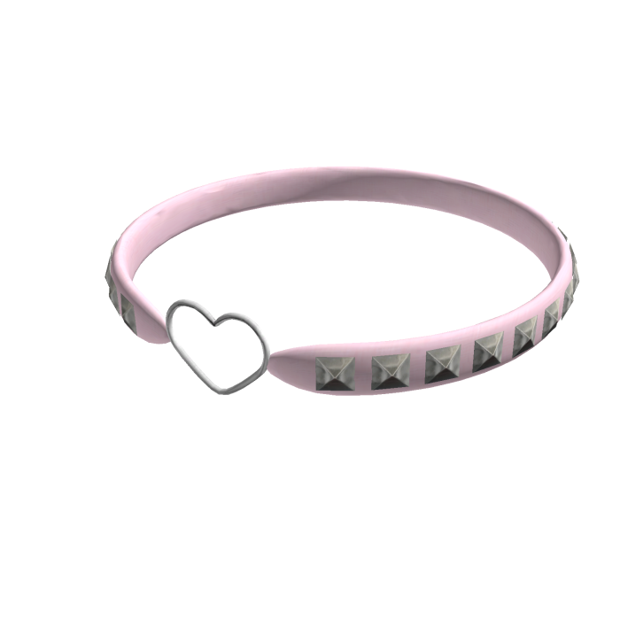 Studded Heart Choker In Pink 3.0