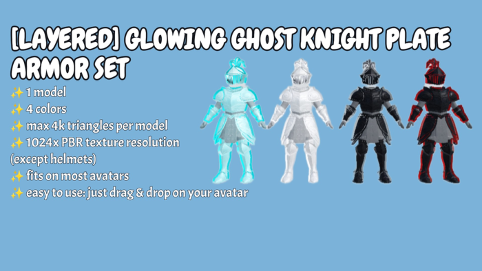 [Layered] Glowing Ghost knight plate armor set preview 1