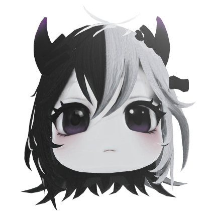 Black&White kawaii girl short hair w/ devil horn