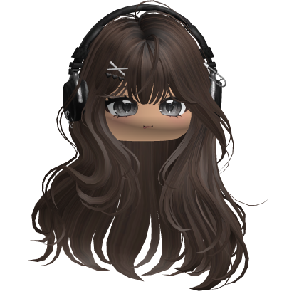 Cute Straight Hair w/ Headphones (Brown) Roblox item
