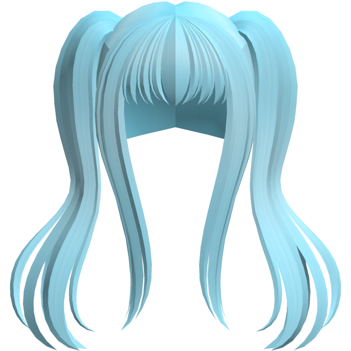 🐾 big long wispy anime pigtails moe sky blue