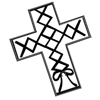 ♱ - black laced emo silver studded cross hair pin  Roblox item