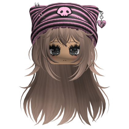 Emo Kawaii Skull Beanie W/ Wolfcut Milktea
