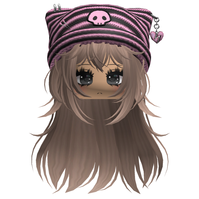 Emo Kawaii Skull Beanie W/ Wolfcut Milktea