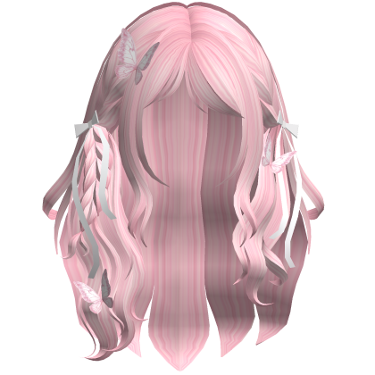 Wavy Wispy Braided Girl Hair in Pink Roblox item