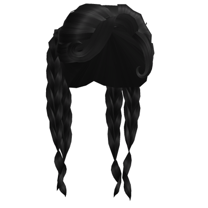 ♡ Dual Braided Summer Pigtails (Black) Roblox item