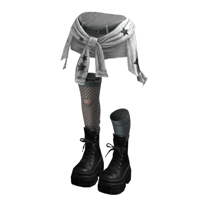 Grunge Rebel Shorts Y2K Cloth (White Slate Grey)