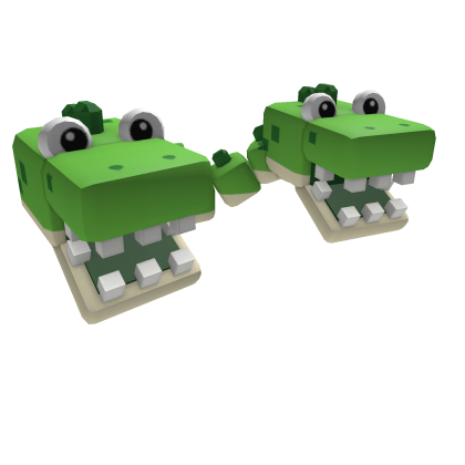 Cartoony Green Dino Heads