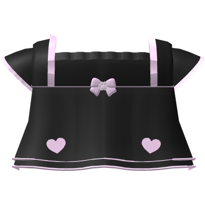 ♡ kawaii paw bow on flowy black & pink short top