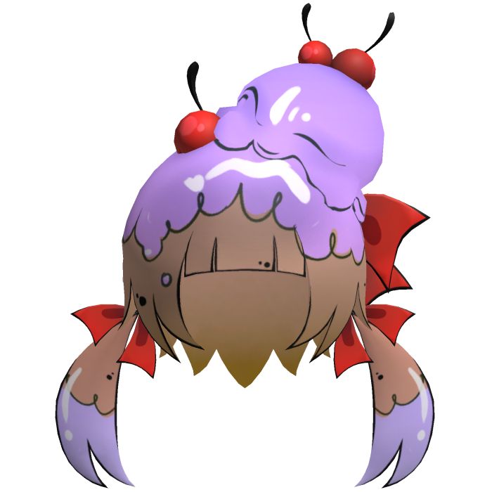 Toon Lowpoly Ice Cream Sunday Girl Hair