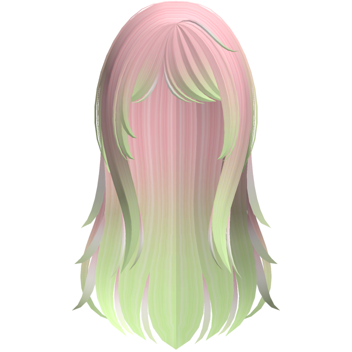 pink green wispy moe long layered hair