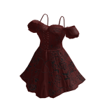 ♾️ Dark red ruffled rose corset dress