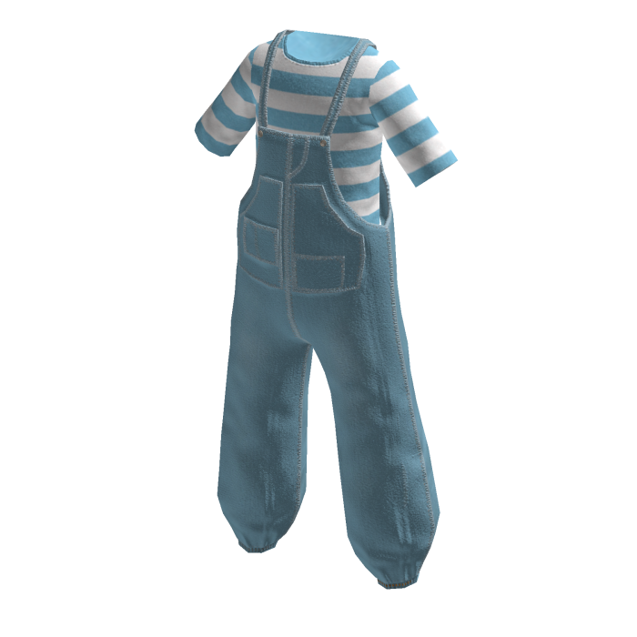 overall blue striped