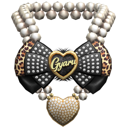 Leopard Print Gyaru Bedazzled Bow Pearl Necklace 