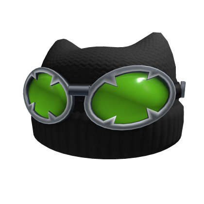 CHOMP Black Cat Beanie & Green Fang Goggles