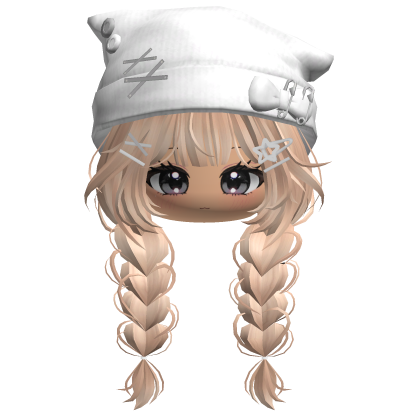 🍀Cute Girl Braided w/Cat Beanie(Blonde&Whtie)