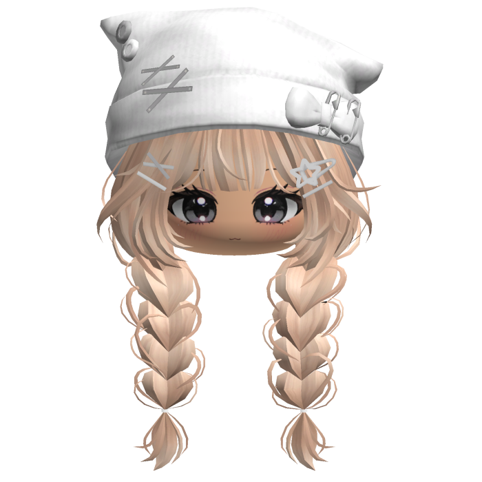 🍀Cute Girl Braided w/Cat Beanie(Blonde&Whtie)