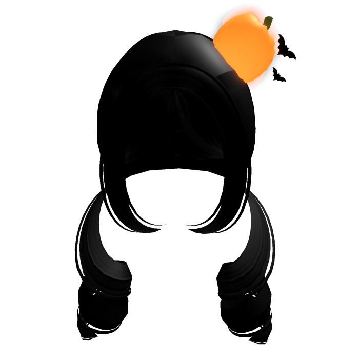 [BLACK] Cute Low Pigtails w/ Glowing Pumpkin