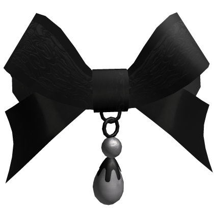 Black bow hair clip with pearls hanging Roblox item