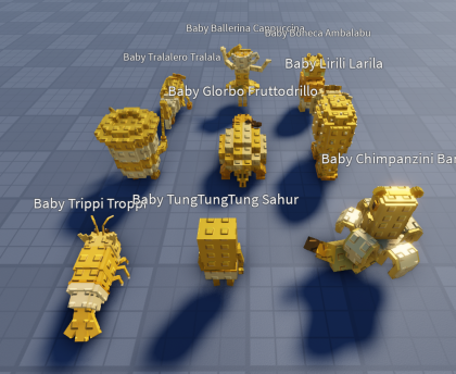 Baby Brainrots Collection Gold Edition (Rigged) preview 1