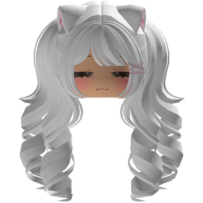 Cute hair emo Y2K cat-ear braids (White)