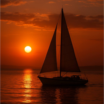 Ocean Sunset Boat