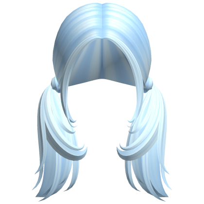 -',ৎ Curly Shaggy Preppy Pigtails in Soft Blue