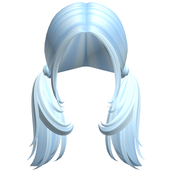 -',ৎ Curly Shaggy Preppy Pigtails in Soft Blue