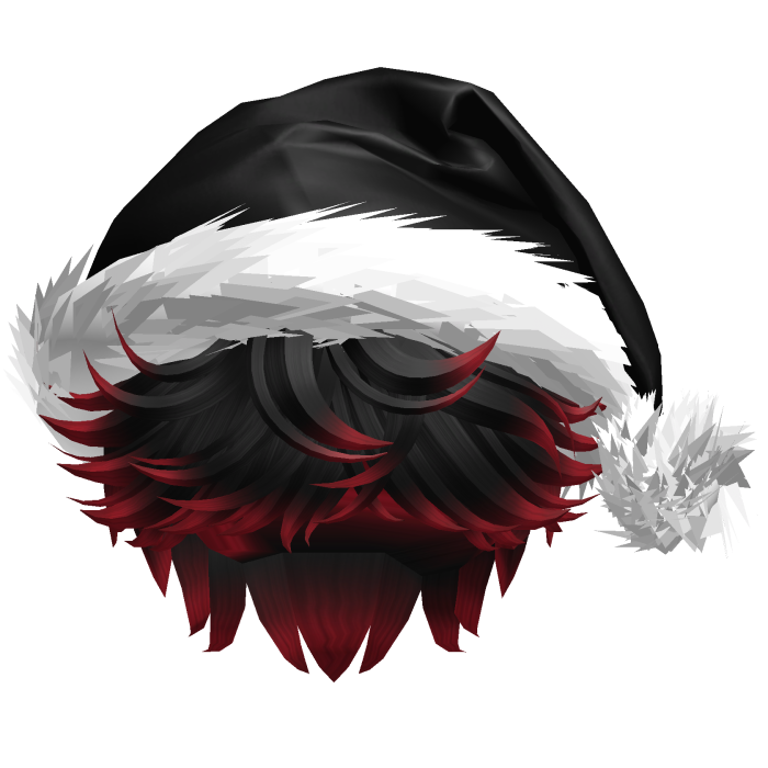 Messy Fluffy black and Red Hair a Santa Hat Y2k