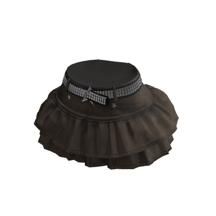 Brown Denim Skirt w Studded Belt