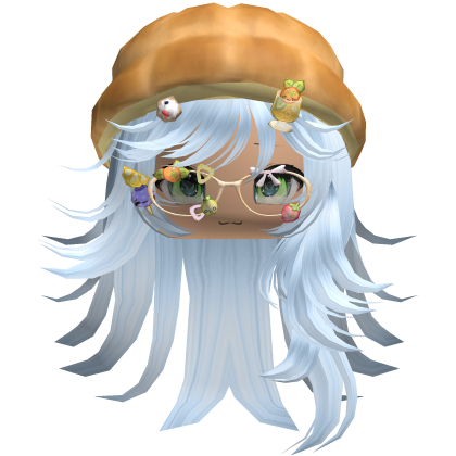♡ Igari Spiky Long Hair W/Bread Hat (Blue)