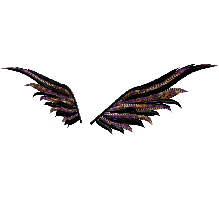 Striped Pumpkins Floral Crow Wings