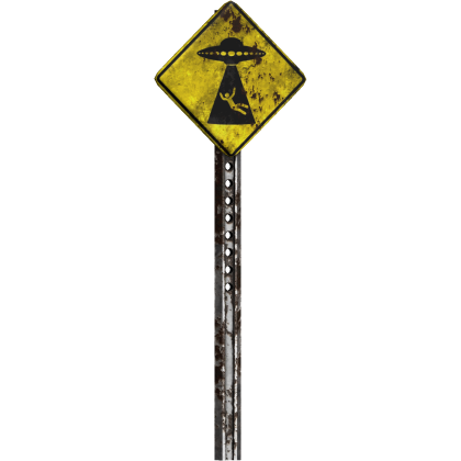 UFO rusty urban scary dirty street sign