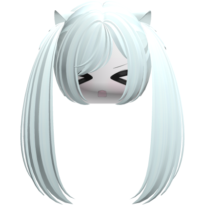 Kawaii Moe Cyan Pigtails w Cat Ears