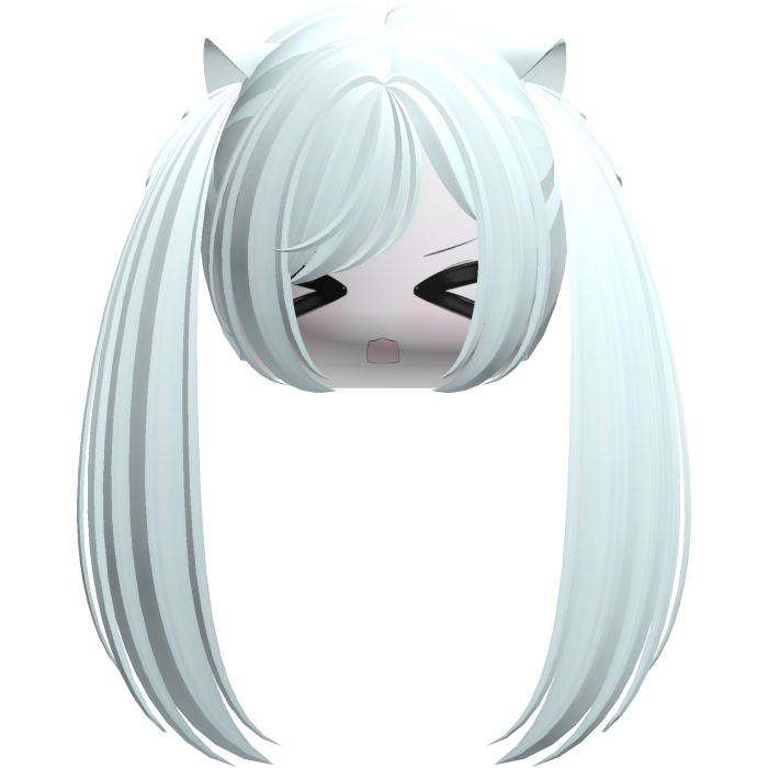 Kawaii Moe Cyan Pigtails w Cat Ears
