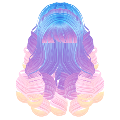 Fluffy Curly Pearl Ponytail Yellow&Blue