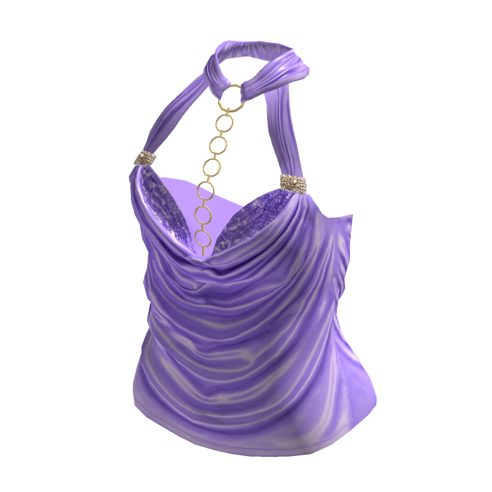 IT GIRL Silk Halter Top w/ Gold Chain (Purple)