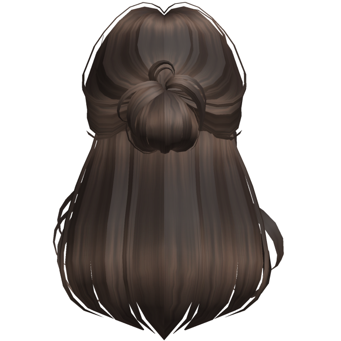 Middle Part Half Up Messy Bun (Dark Brown)