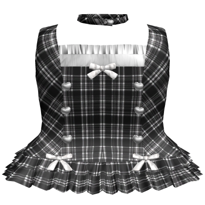 Black Plaid Hearts Mini Ruffle Dress
