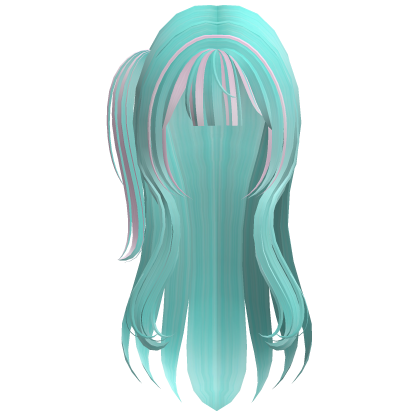 long side ponytail harajuku hair in light teal Roblox item